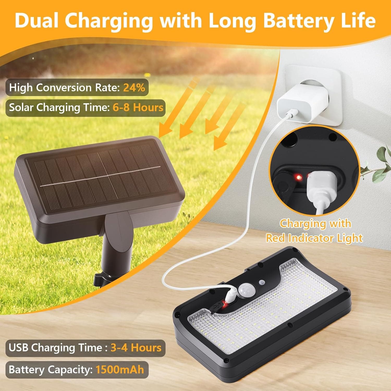 Applique murale solaire LED à Clip avec détecteur de mouvements YX-672L-1 - مصباح كشاف مع حساس حركة - Maison - صورة 3