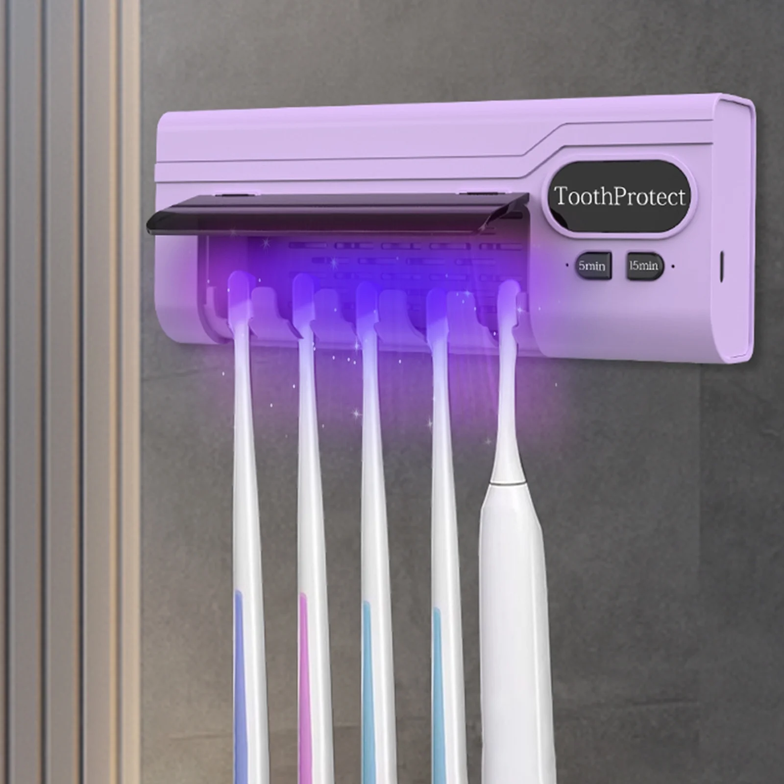 Désinfectant et support de brosse à dents intelligent rechargeable 5 emplacements - حامل فرش الأسنان - Maison - صورة 1