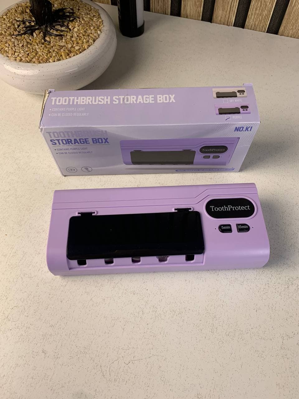 Désinfectant et support de brosse à dents intelligent rechargeable 5 emplacements - حامل فرش الأسنان - Maison - صورة حقيقية 7