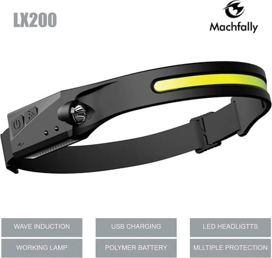Lampe frontale 6000LM COB à Induction Rechargeable 5 Modes - Outillage et Bricolage - صورة 3