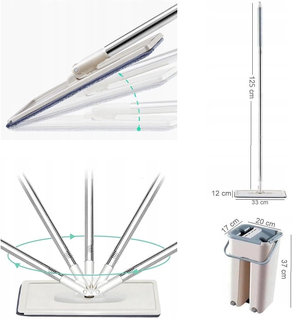 Balai-serpillère plat avec seau à deux compartiments et lingettes en microfibre - ممسحة مايكروفيبر مع دلو بغرفتين للفصل بين الماء النظيف - Maison - صورة 3