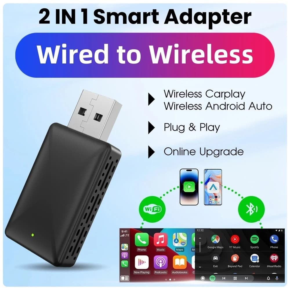 Adaptateur sans fil Android pour voiture Carplay et Android Auto - محول "كاربلاي" اللاسلكي 2 في 1 - Accessoires Auto/Moto - صورة 3