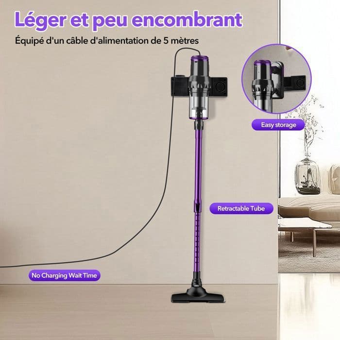 Multismart Aspirateur Balai Filaire Sans Sac 500W 5 en 1 avec Aspirateur à Main - 18KPa - مكنسة كهربائية يدوية - Maison - صورة 5