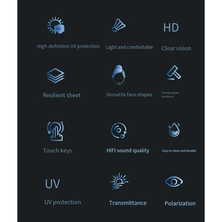 Lunettes de soleil intelligentes ecouteurs sans fil Bluetooth, appels mains libres - نظارات شمسية ذكيةو سماعات رأس لاسلكية بتقنية البلوتوث - Accessoires - صورة 10