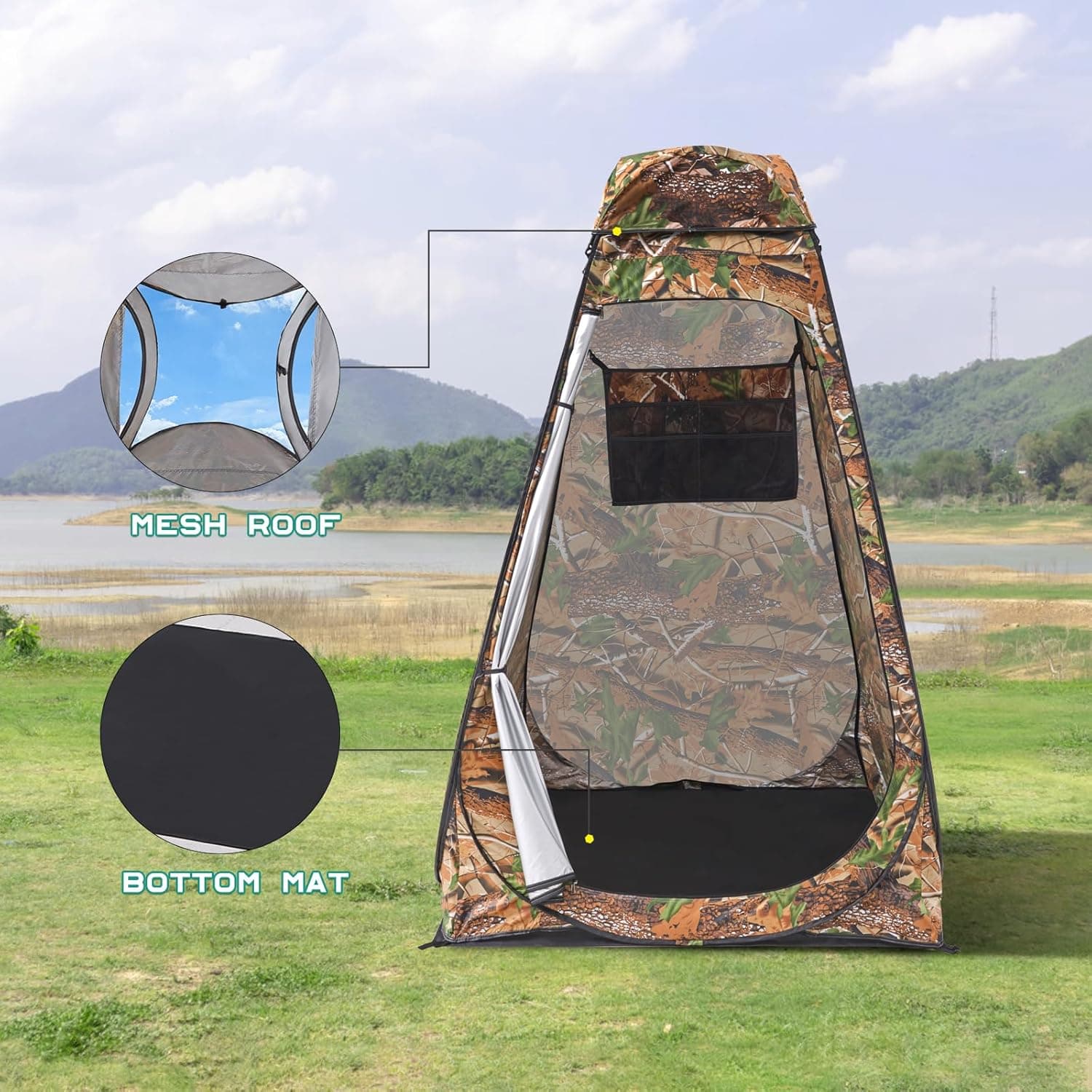 Tente de change pliable protection UPF 50+ et imperméable, 120 x 120 x 190 cm, camouflage - خيمة تغيير الملابس قابلة للطي - Camping et Randonnée - صورة 12