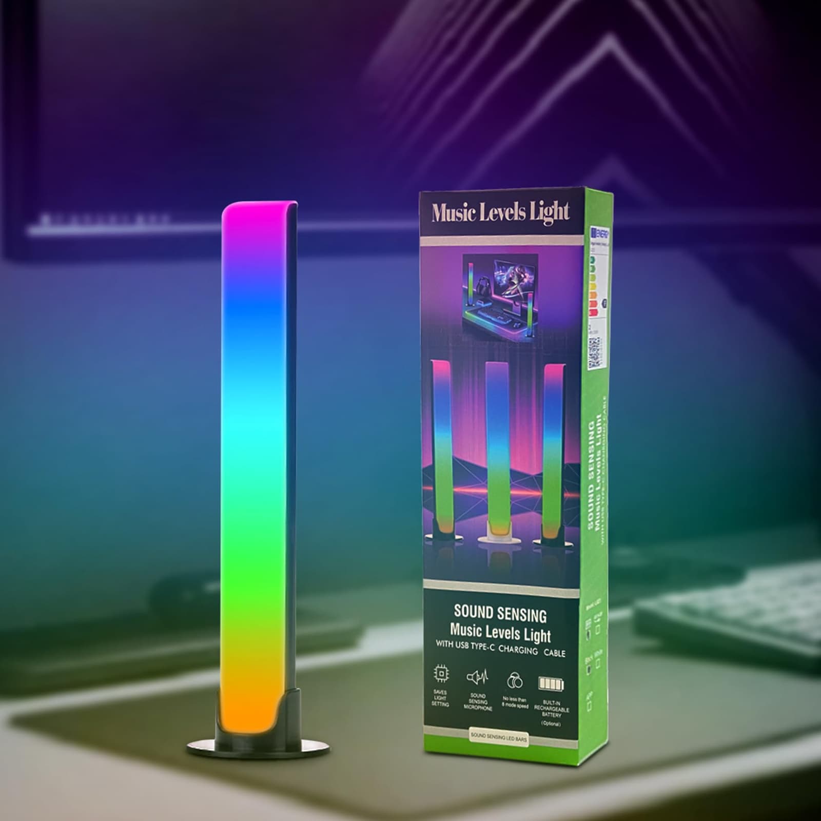 Barre LED RGB 2PCS synchronisée avec la musique et les sons 8 modes d'éclairage - أضواء ملونة متزامنة مع الموسيقى - Électronique - صورة 6