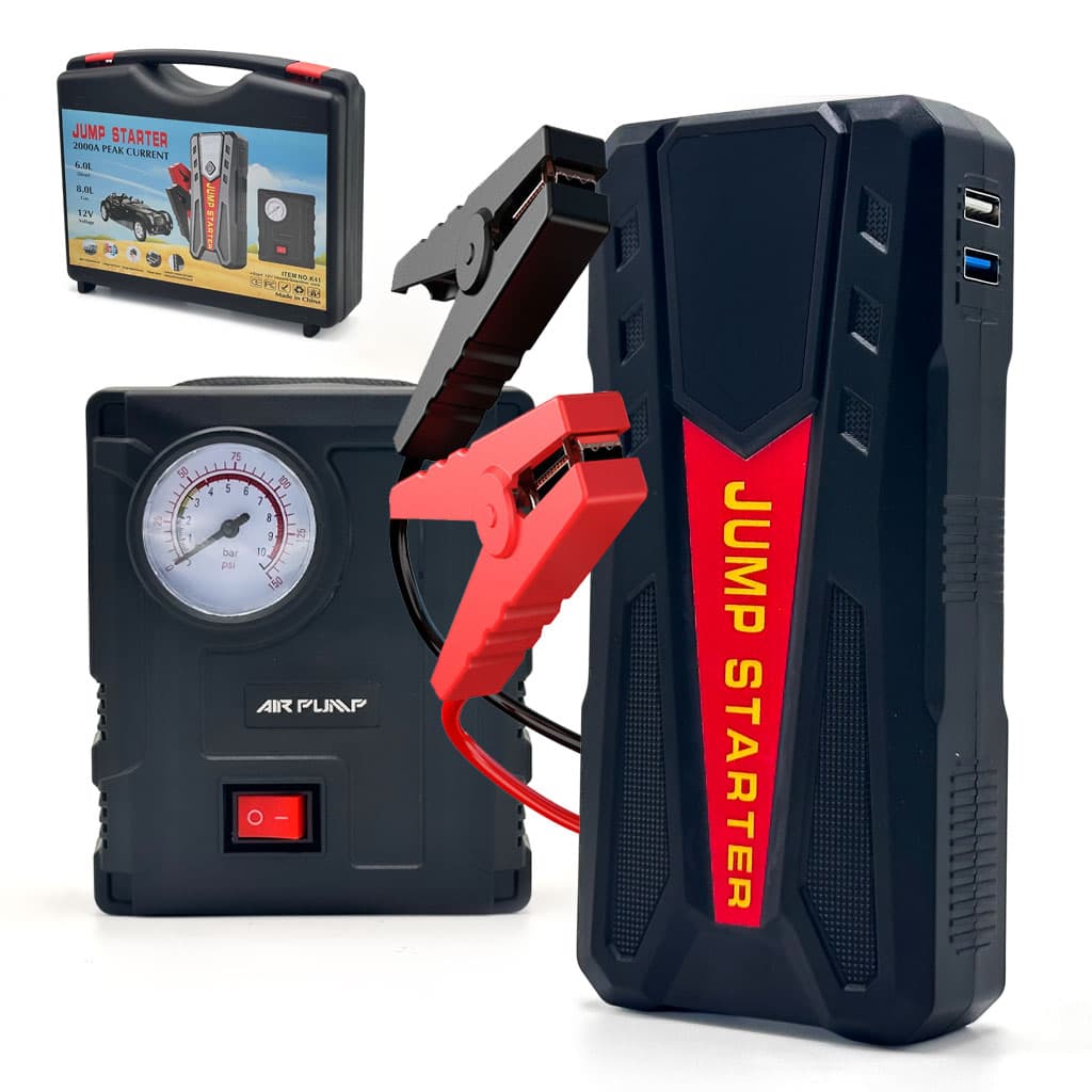 Jump Starter et Compresseur d'Air 2-en-1 pour Voitures - حقيبة جهاز تشغيل السيارة ومنفاخ هواء متكامل - Accessoires Auto/Moto - صورة 1