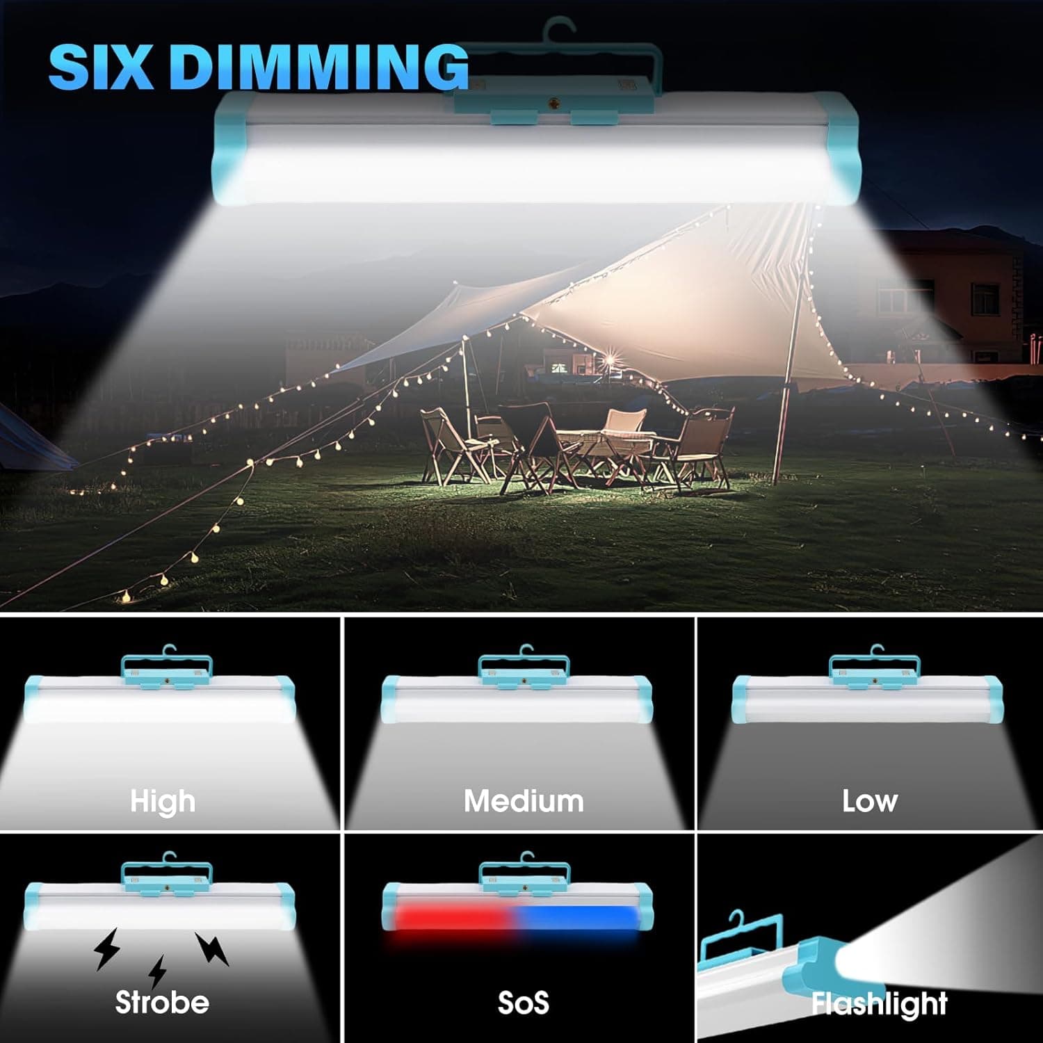 Lanterne de Camping 5-en-1 avec Power Bank PM 3000mAh - مصباح التخييم المغناطيسي متعدد المهام - Camping et Randonnée - صورة 6