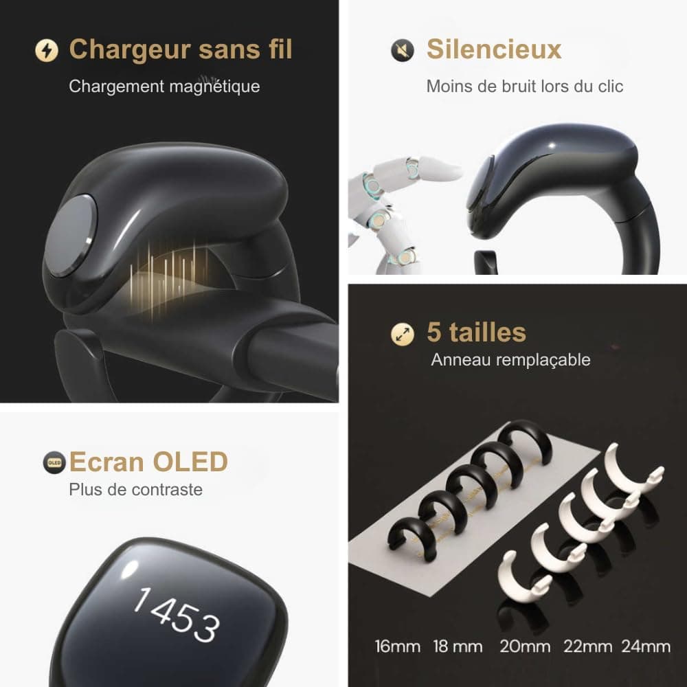 Anneau de Zikr Étanche avec Écran OLED iTasbih Faith+ Black - خاتم التسبيح الذكي المقاوم للماء بـ5 مقاسات - Électronique - صورة 4