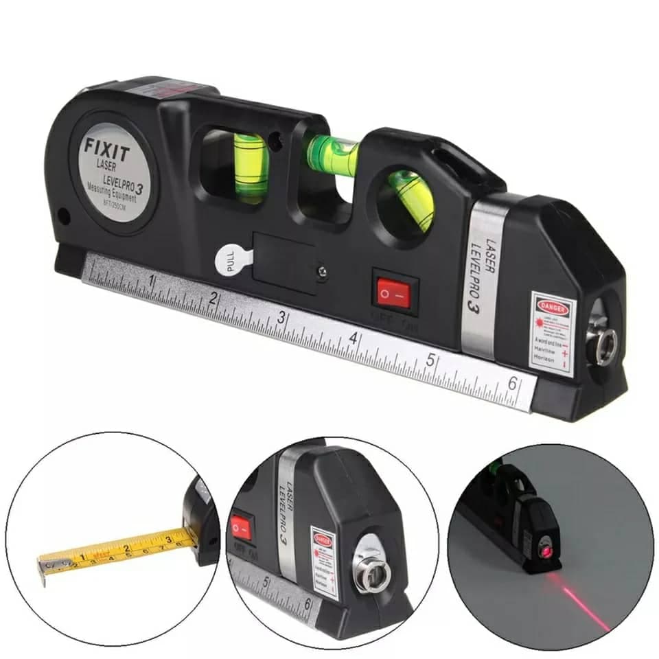 Niveau Laser 4en1 Fixit Level pro 3 Outil de musure Polyvalent Ruban De 8 Pieds - Outillage et Bricolage - صورة 2