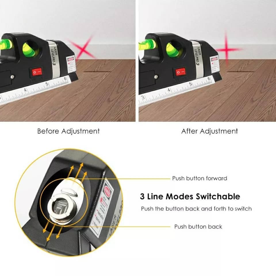 Niveau Laser 4en1 Fixit Level pro 3 Outil de musure Polyvalent Ruban De 8 Pieds - Outillage et Bricolage - صورة 7