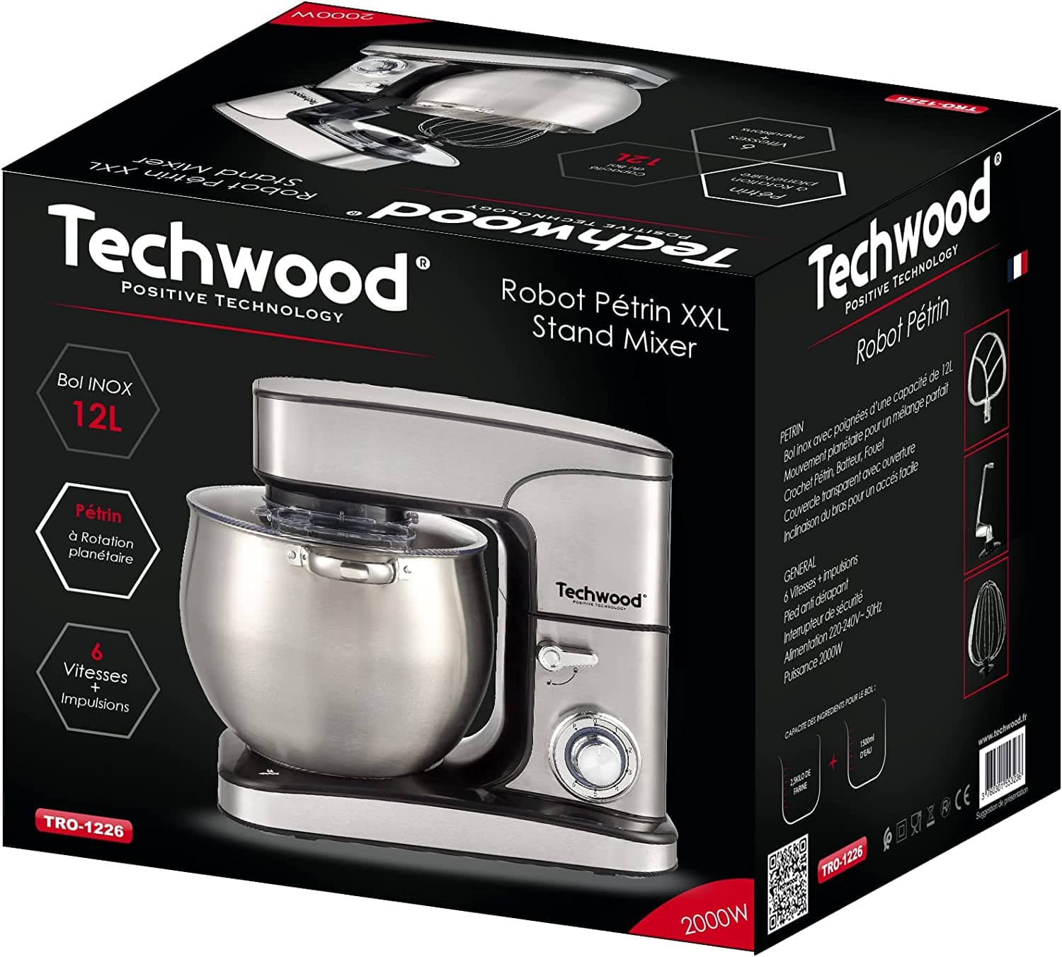 Techwood Robot Pétrin Professionel 12L 2000W TRO-1226 - Cuisine - صورة 4