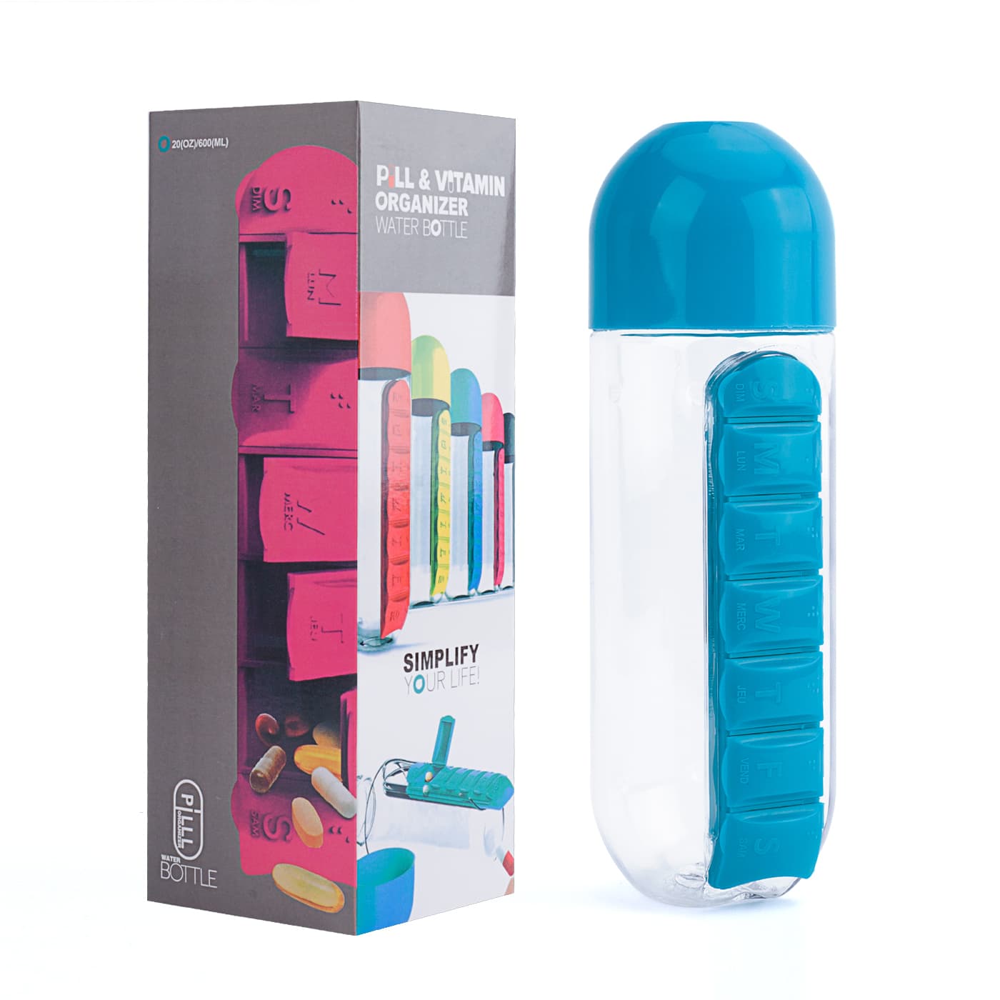 Organisateur de médicaments et bouteille d'eau portable 600ML - Divers - صورة 3