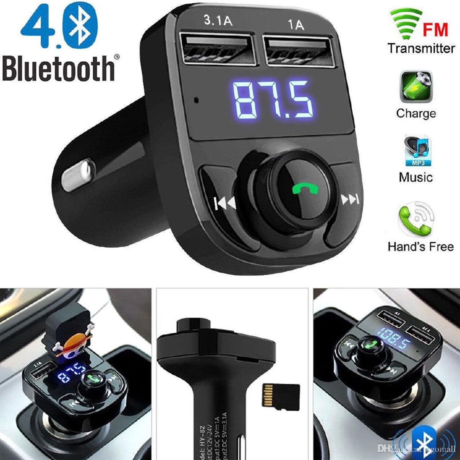 Car X8 Wireless Bluetooth FM Transmitter Kit USB Fast Charger Adapter Mp3 Player - Accessoires Auto/Moto - صورة 1