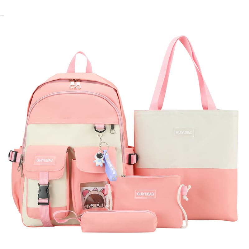 Ensemble de sacs d’école Kawai pour adolescents 4Pcs Guiyu V3 Rose – محفظة 4 قطع كاواي وردي — صورة 2