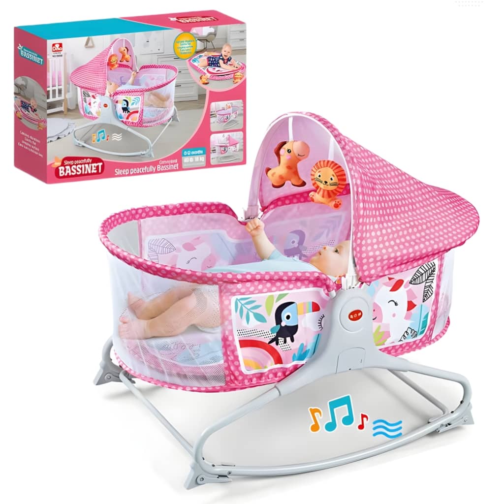 سرير أطفال هزاز | Bassinet Berceau 2en1 Vibrations | مع حصيرة وأصوات