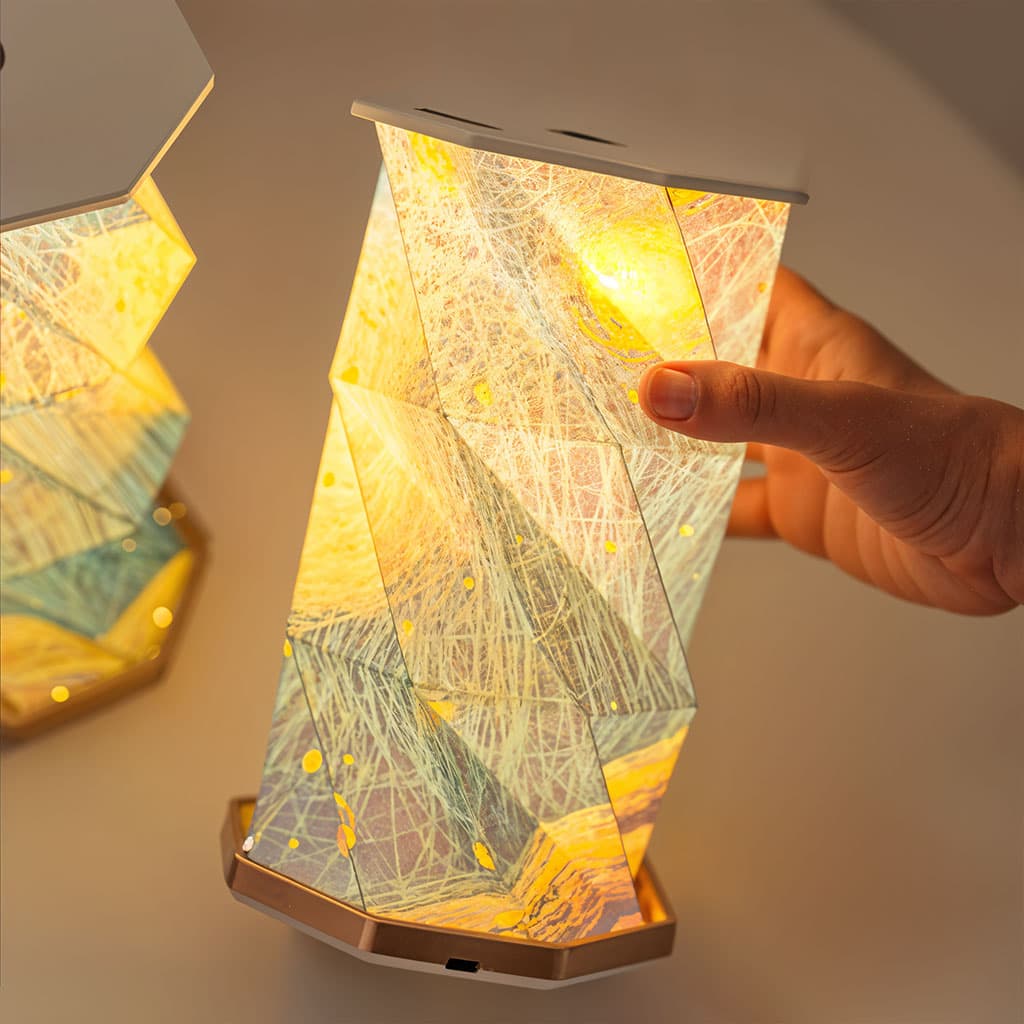 Lampe de lecture rotative portable en bois et papier Rechargeable à LED — صورة 1