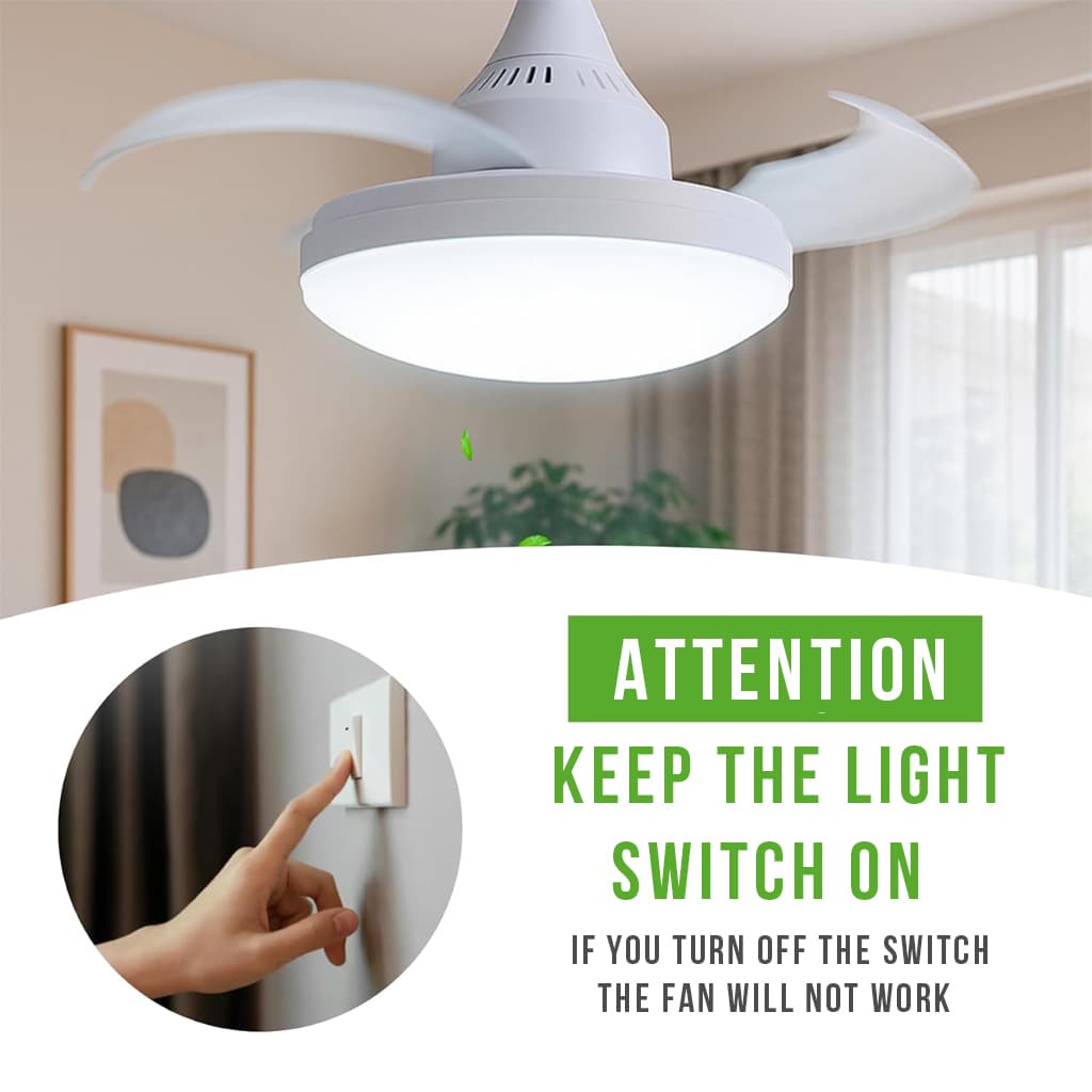 Ventilateur de plafond rétractable avec lumière réglable et télécommande — صورة 6