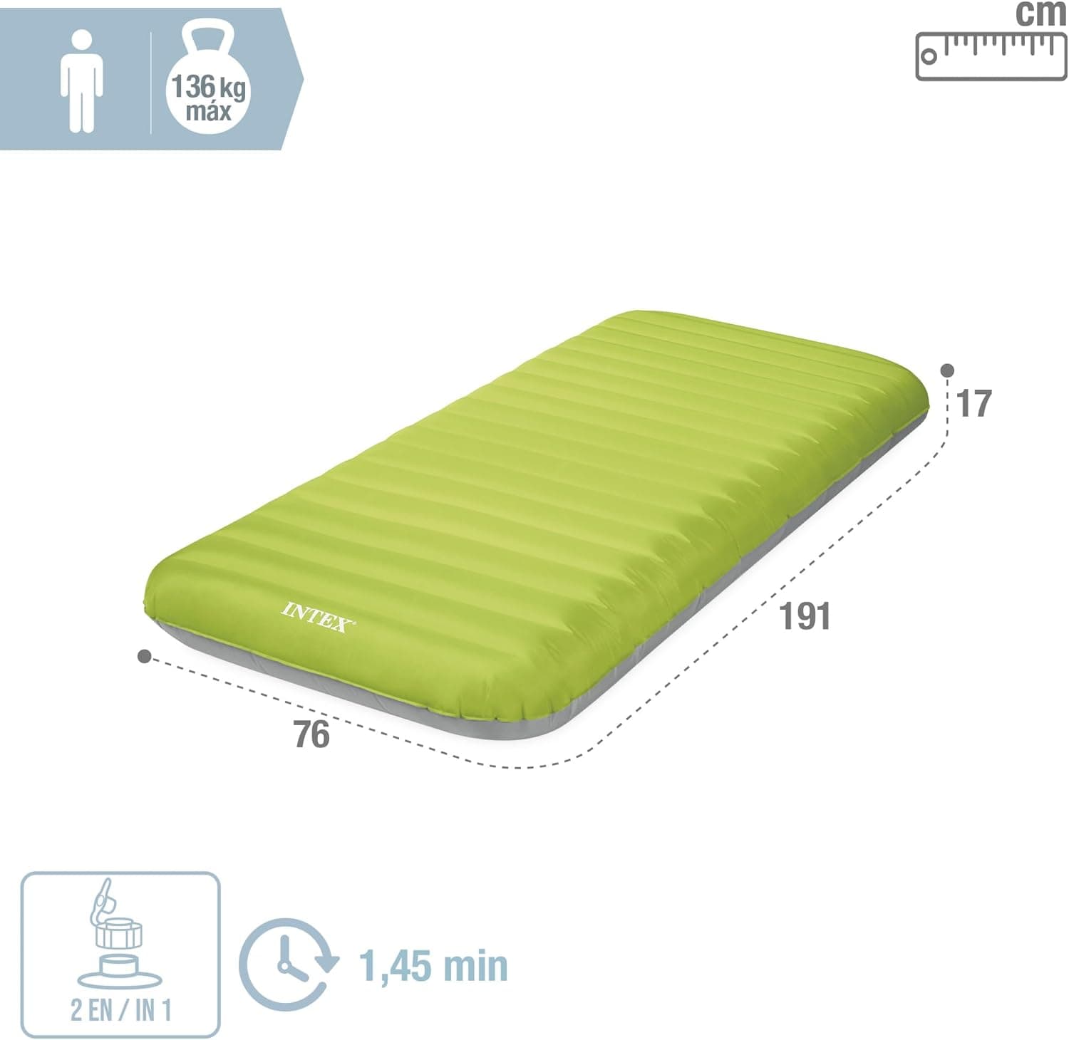 Matelas de Camping Gonflable Intex 64097NP - Technologie Fiber-Tech avec Pompe USB150 - مرتبة التخييم الهوائية "إنتكس" الفردية فائقة الخفة مع مضخة - Vacance & Loisir - صورة 4