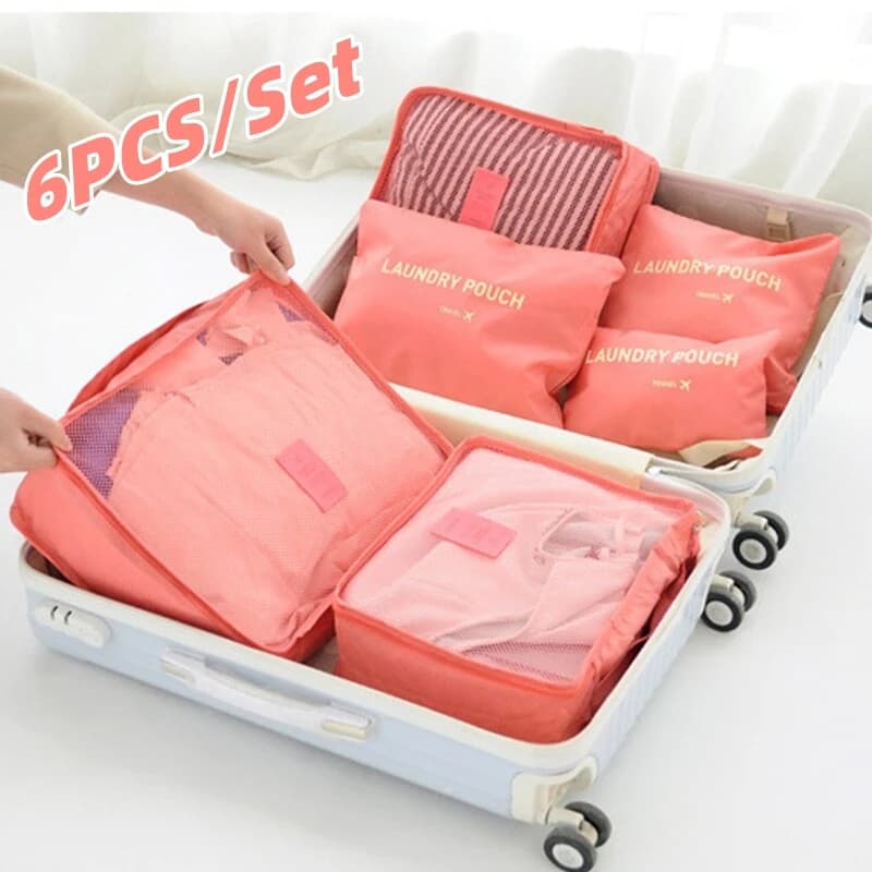 Ensemble de 6 Pcs Sacs de rangement Cube de voyage laundry Pouch — صورة 1