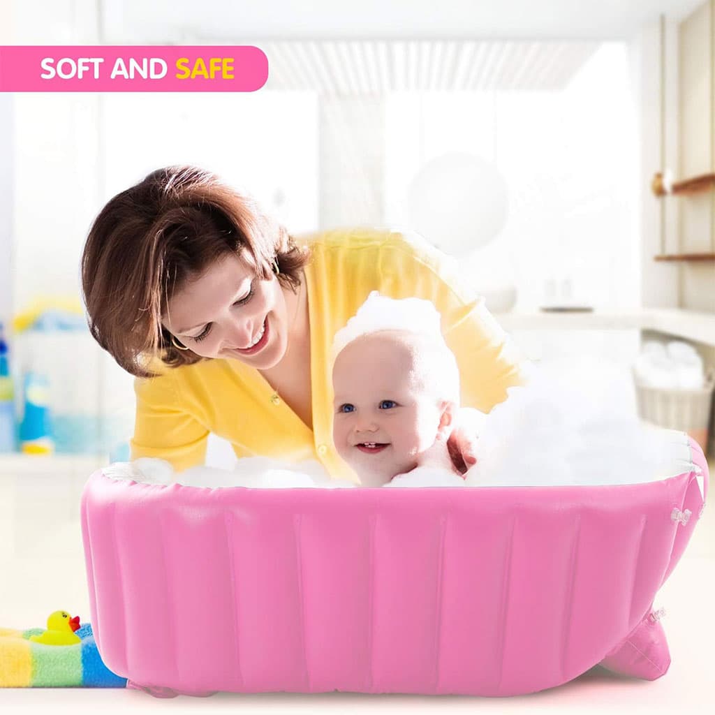 Baignoire gonflable pour bébé antidérapante avec poche latéral – حوض الاستحمام قابل للنفخ للأطفال — صورة 3