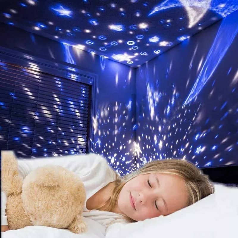 Projecteur LED rotatif produisant l’image d’un ciel étoilé, idéal pour la chambre d’un enfant — صورة 4