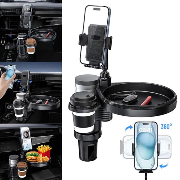 Plateau extensible 4 en 1 avec support de téléphone pour voiture – حامل أغراض ومشروبات في السيارة — صورة 1
