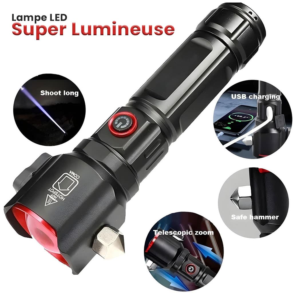 Lampe Torche Multifonctionnel LED Puissante Rechargeable par USB Avec PowerBank – طورش عالي السطوع — صورة 1