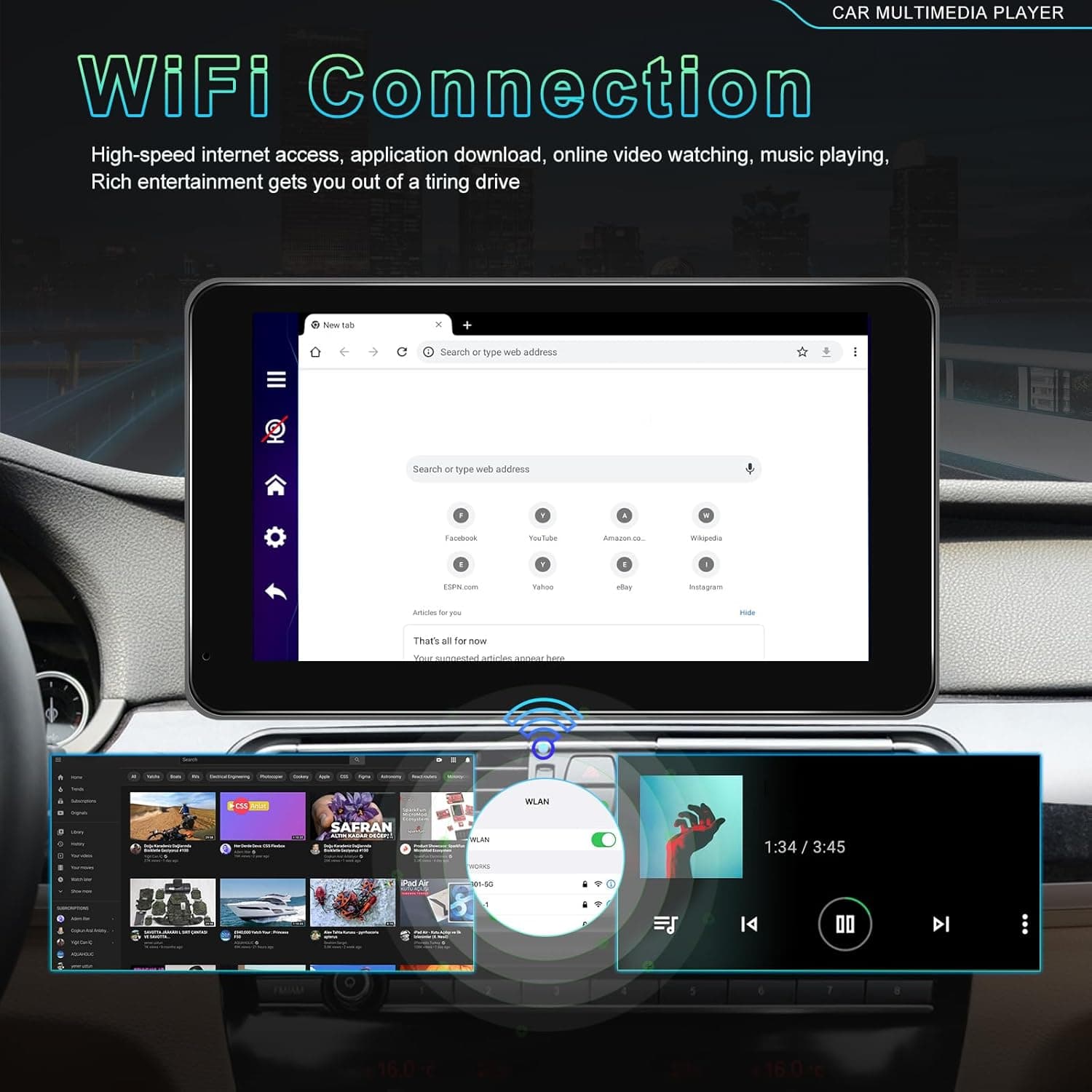 Écran Autoradio Portable 7P Tactile - CarPlay et Android Auto - شاشة السيارة الذكية المحمولة 7 بوصة تدعم كربلاي وأندرويد أوتو - Accessoires Auto/Moto - صورة 3