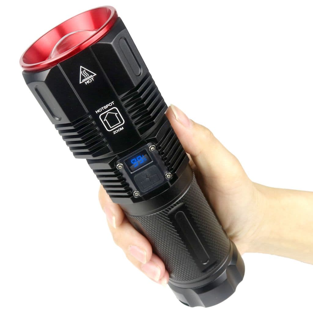 Lampe Torche 100W avec Batterie Lithium 18650*3 Portée de 1 à 1,5 km, mise au point réglable – مصباح يدوي عالي الطاقة مع بطارية ليثيوم — صورة 6