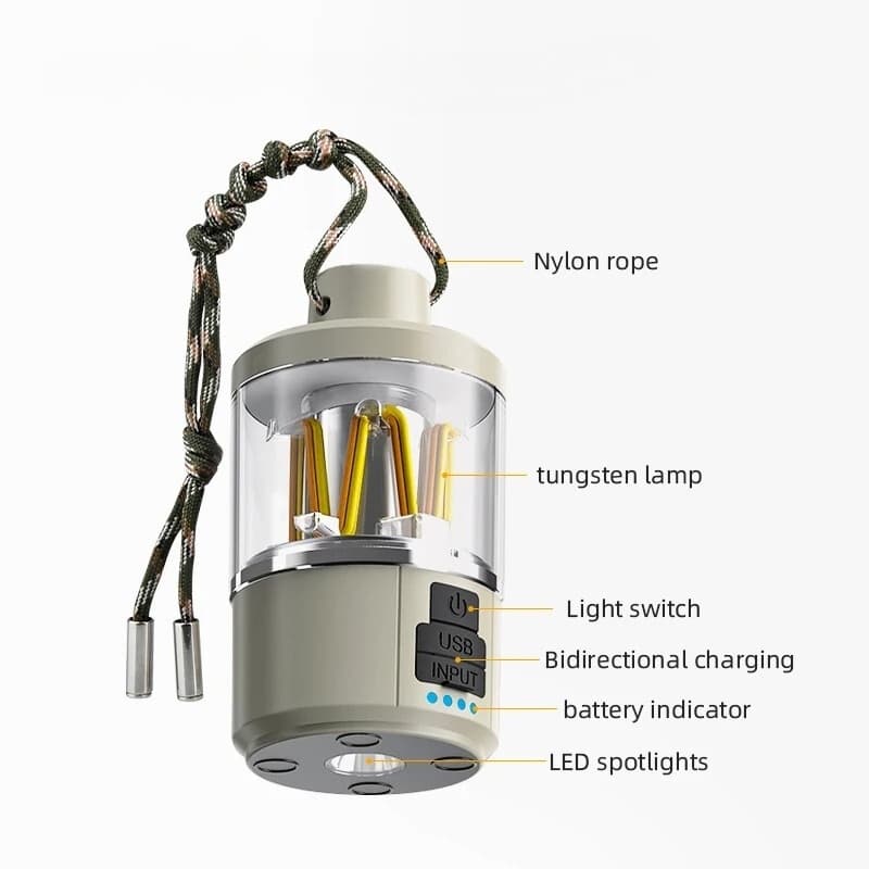 Lanterne Led Portable d'extérieur avec chargement de Type C, Power Bank, lampe de tente, fonction batterie externe — صورة 6