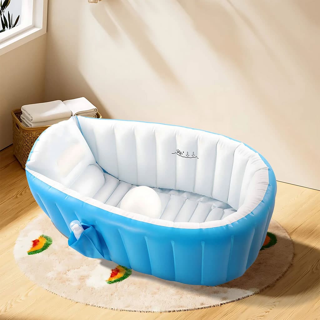 Baignoire gonflable pour bébé antidérapante avec poche latéral – حوض الاستحمام قابل للنفخ للأطفال — صورة 7