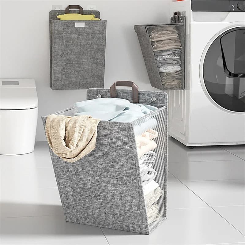 Panier à linge mural pliable pour vêtements sales, rangement pour linge, grande capacité — صورة 2