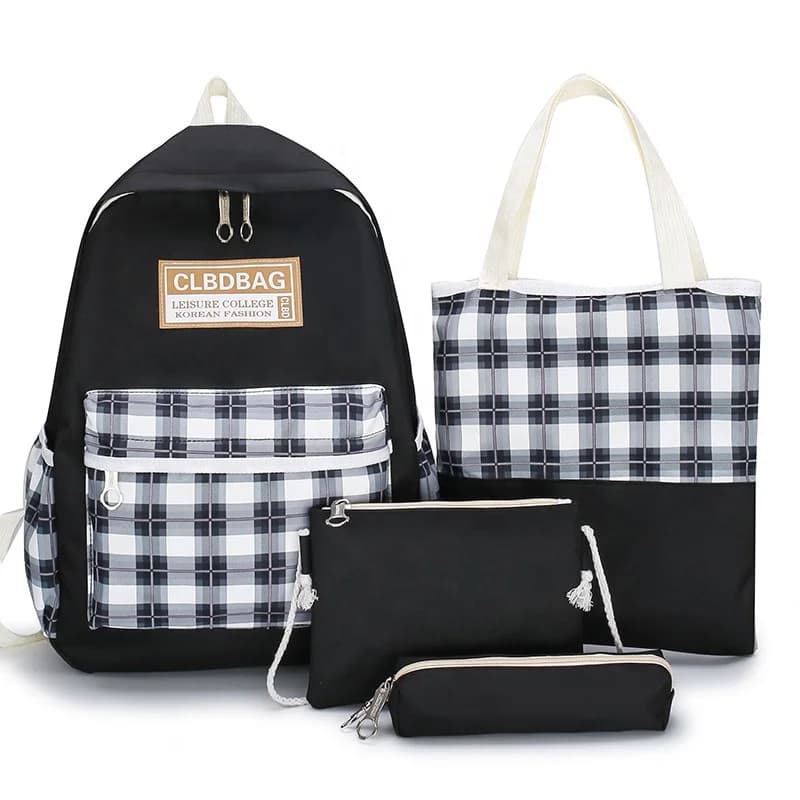 Ensemble de sacs d’école Kawai pour adolescents 4Pcs CLBD V4 Noir – محفظة 4 قطع كاواي أسود — صورة 3