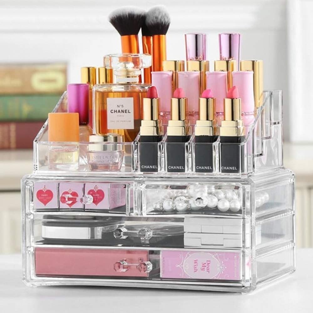 Boîte de rangement de maquillage acrylique avec 3 tiroirs — صورة 1
