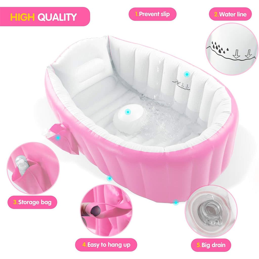 Baignoire gonflable pour bébé antidérapante avec poche latéral – حوض الاستحمام قابل للنفخ للأطفال — صورة 4