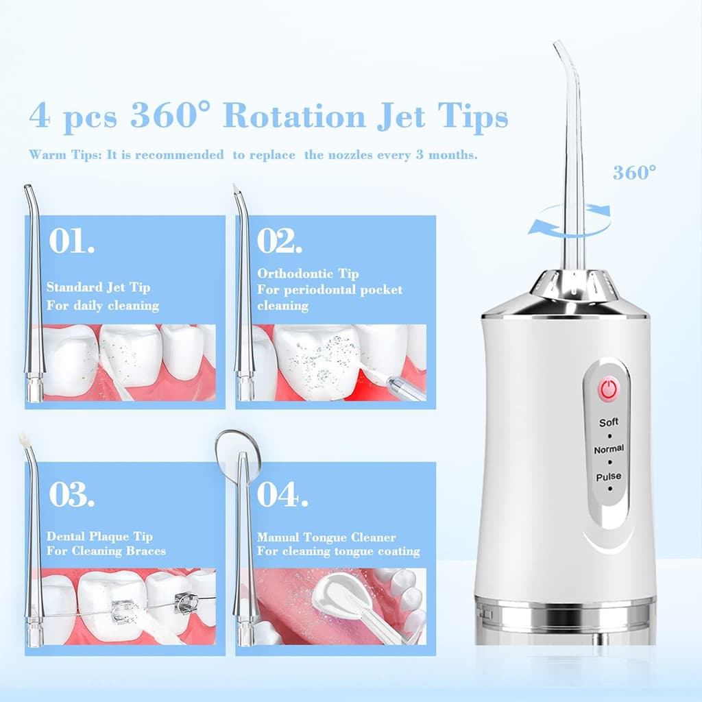 Hydropulseur dentaire électrique sans fil Rechargeable par USB – جهاز تنظيف الأسنان — صورة 2
