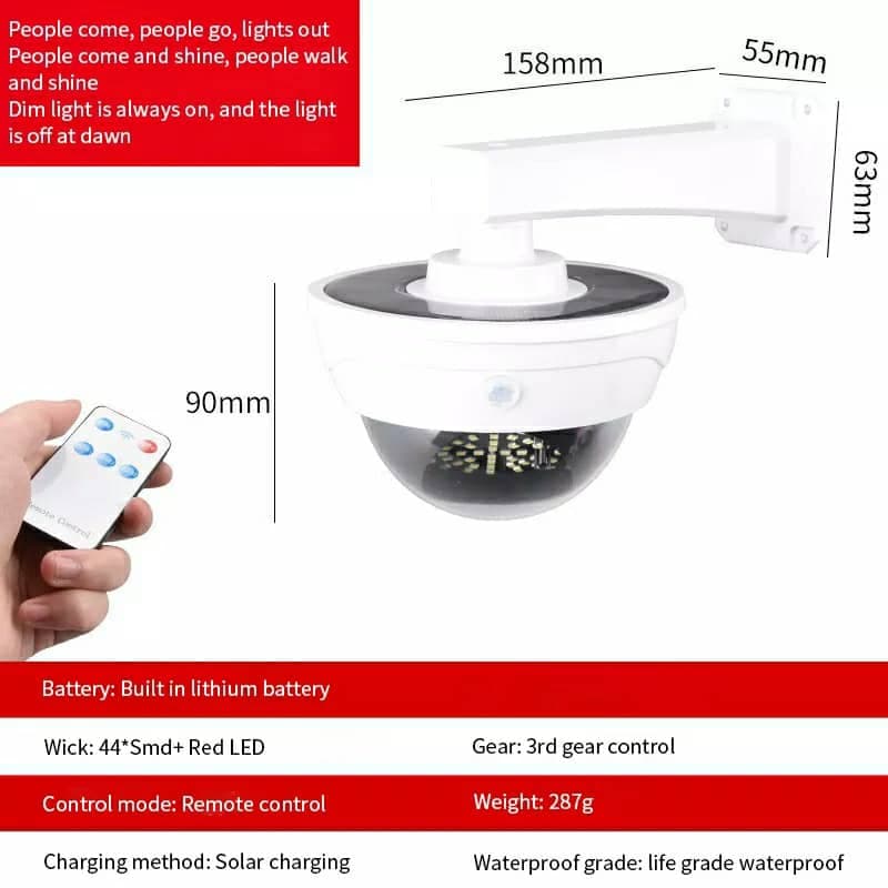 Lampe de Surveillance extérieure solaire Anti-vol, capteur de mouvement PIR à Induction humaine — صورة 5