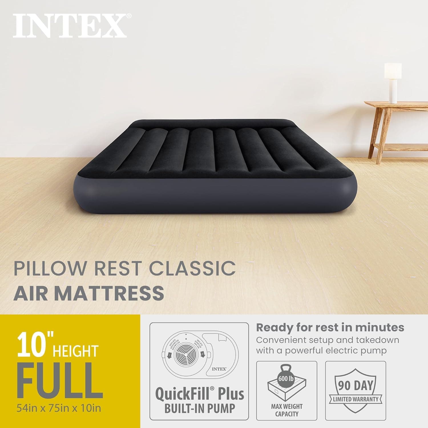 Matelas Gonflable 2 Places XXL avec Pompe Électrique USB INTEX 66129CC 203x183cm - فرشة الهواء المنفوخ لشخصين مع مضخة ذكية - Camping et Randonnée - صورة 3