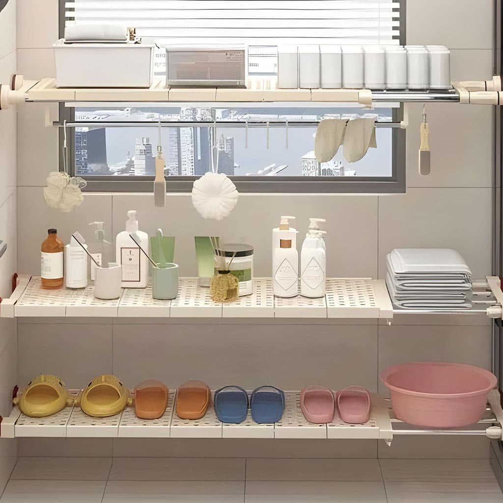 Étagère de placard mural extensible tuyau télescopique 1Pcs - رف خزانة حائط قابل للتمديد مزود بأنبوب تلسكوبي - Maison - صورة 5