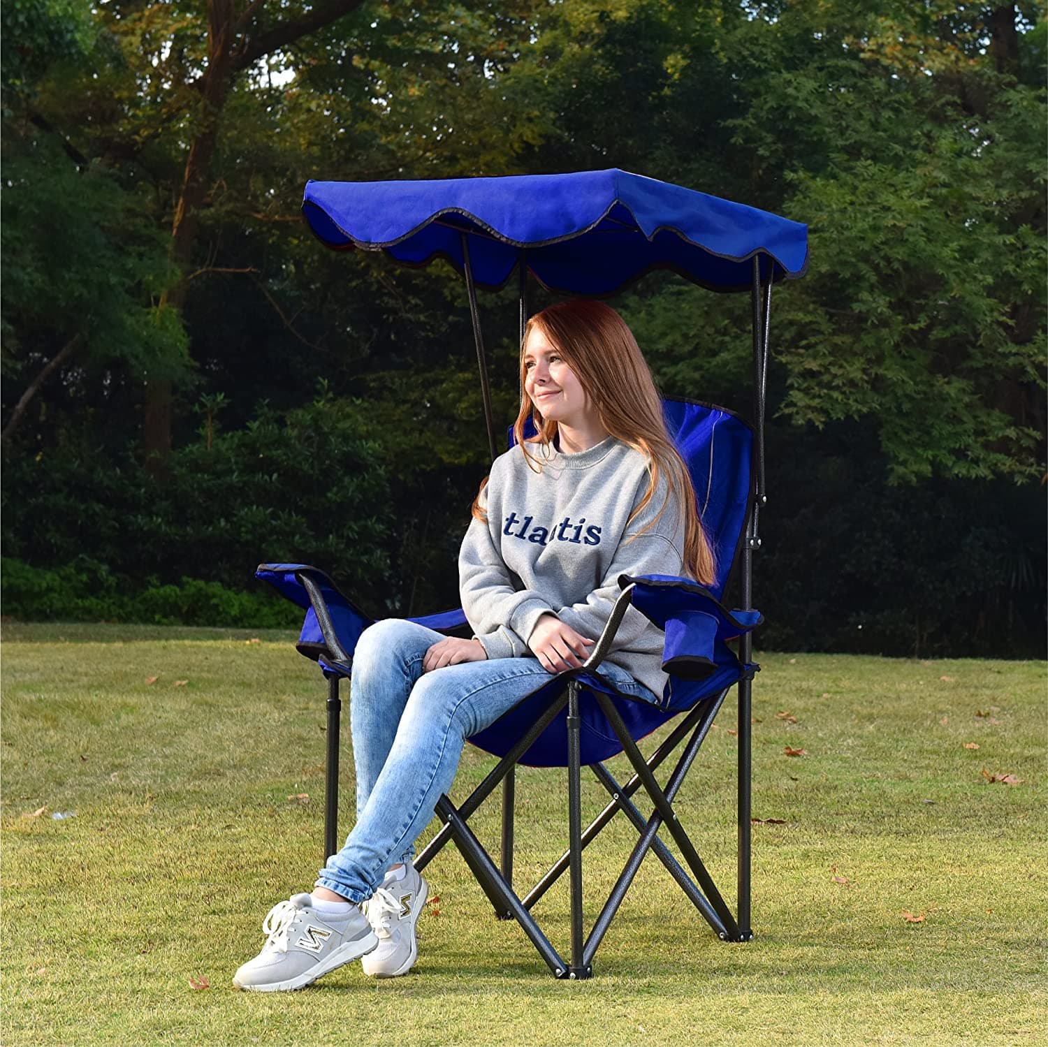 Chaise Longue Pliable Avec Porte Goblet Et Ombrelle — صورة 4