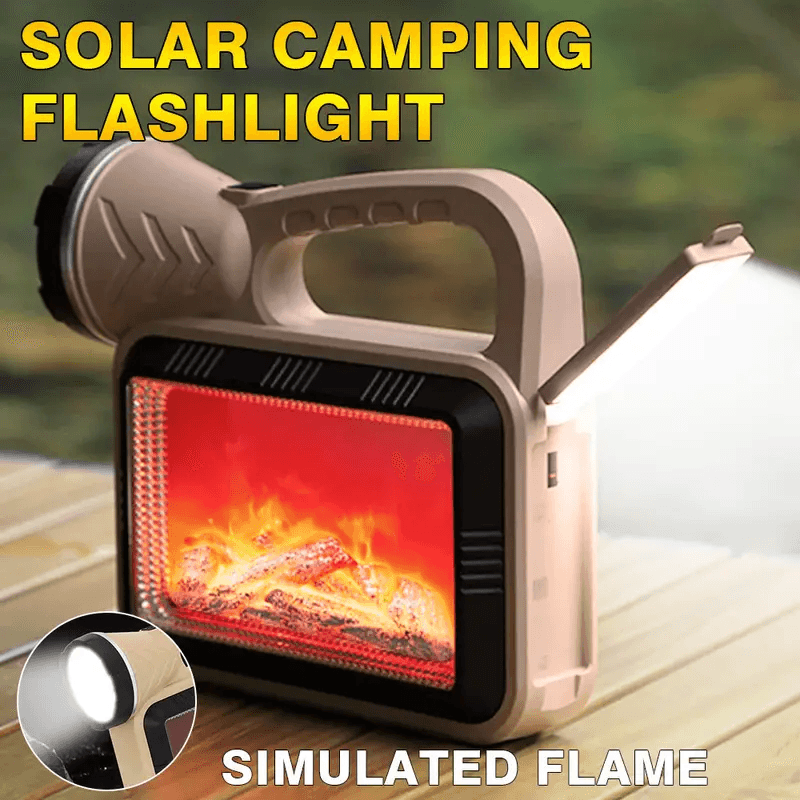 lampe de camping solaire LED à flamme d'atmosphère multifonction charge USB et Power-bank — صورة 1