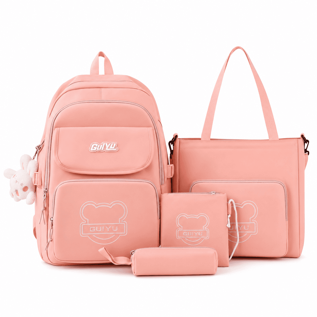 Cartable Scolaire 4 en 1 GUIYU – Sac à Dos + Sac Cabas + Pochette + Trousse
