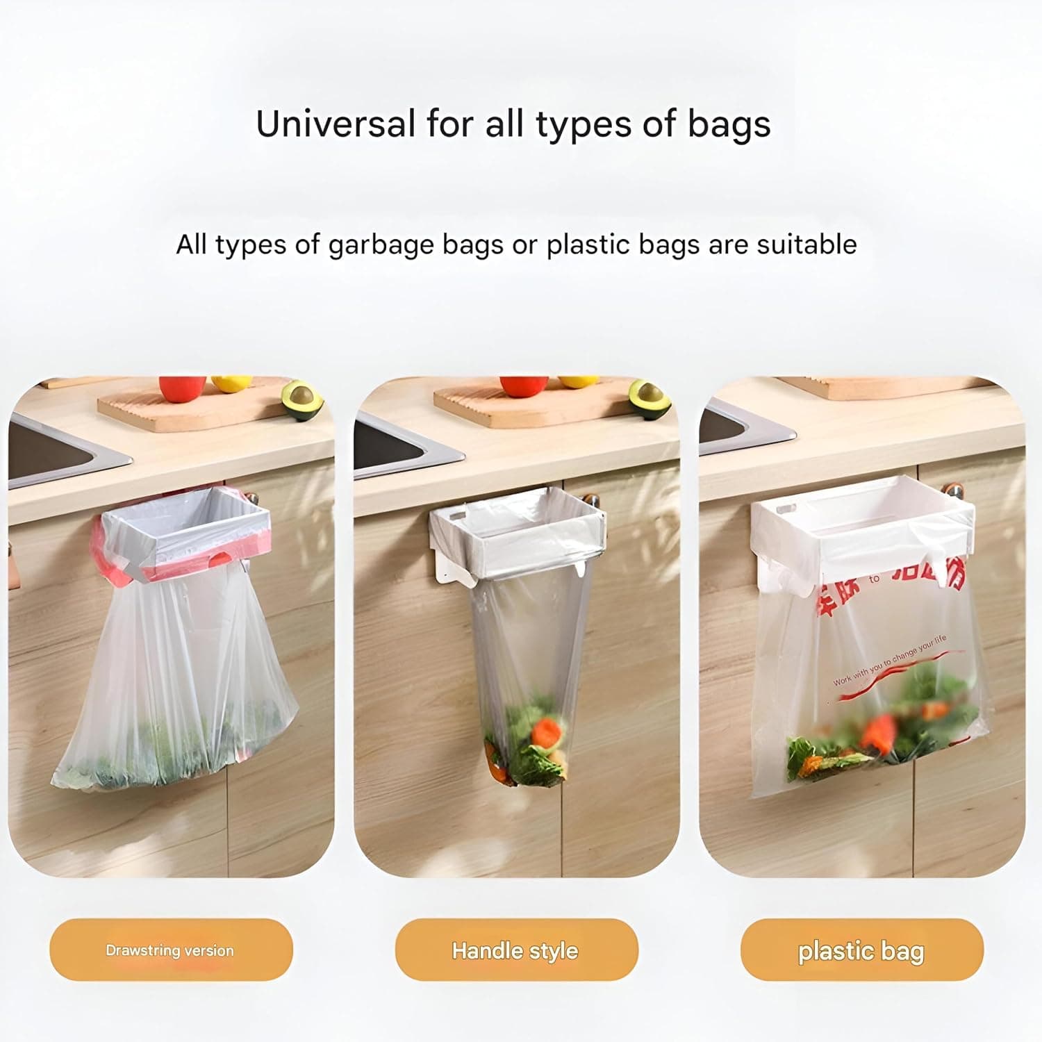 Support de Sac Poubelle Mural et Pliable Fixation Autocollante sans Perçage - حامل وموزع أكياس القمامة الجداري - Cuisine - صورة 12