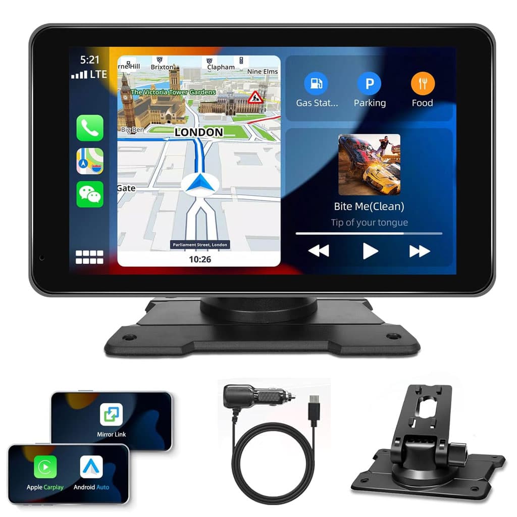 Écran Autoradio Portable 7P Tactile - CarPlay et Android Auto - شاشة السيارة الذكية المحمولة 7 بوصة تدعم كربلاي وأندرويد أوتو - Accessoires Auto/Moto - صورة 1