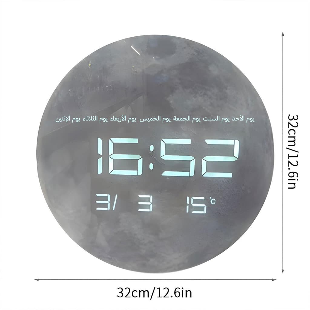 Horloge Murale Moon Numérique LED 13 Pouces – ساعة حائط رقمية — صورة 3