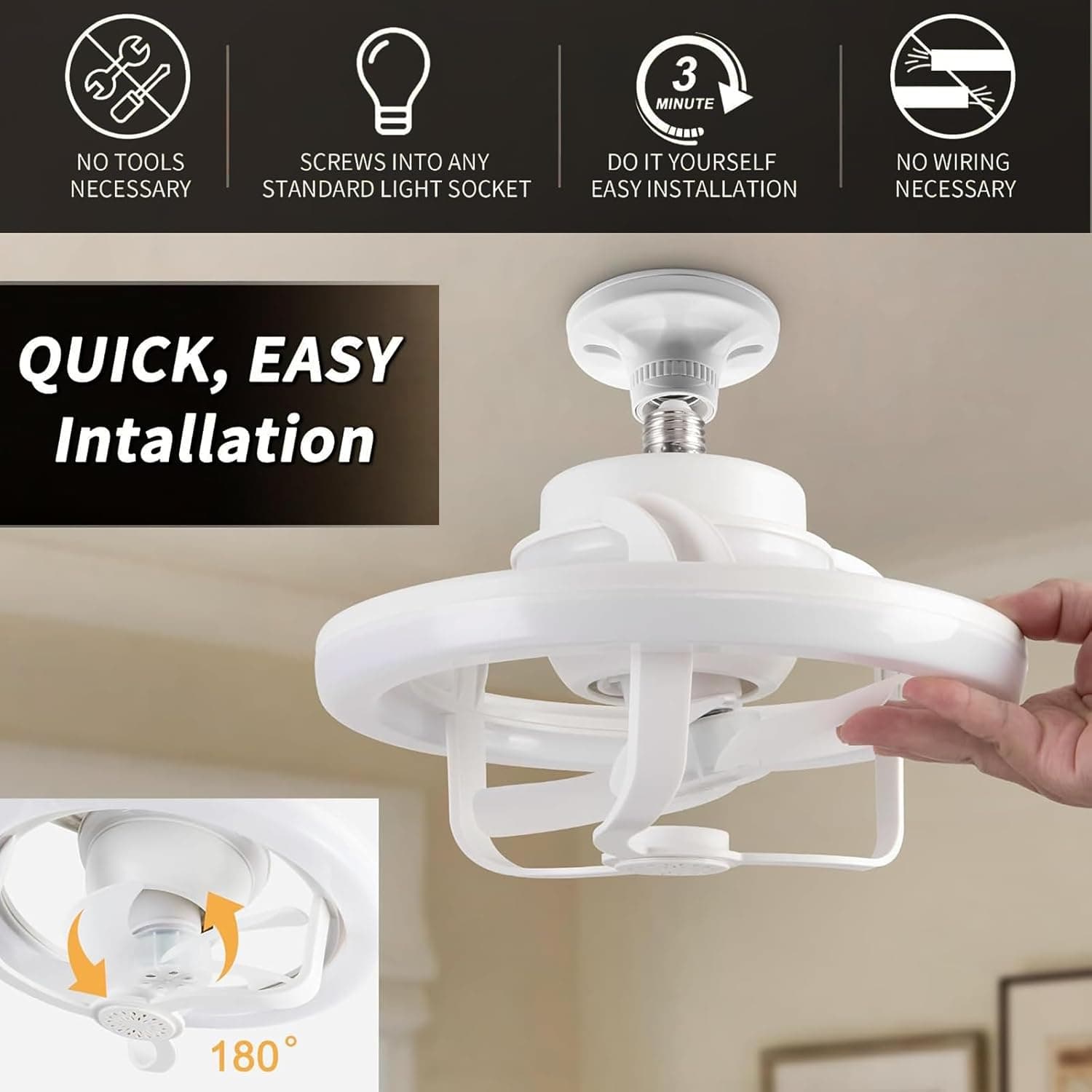Ventilateur de Plafond Lumineux E27 avec Éclairage RGB et Télécommande - مروحة السقف الذكية إضاءة ملونة مع ريموت - Électronique - صورة 5