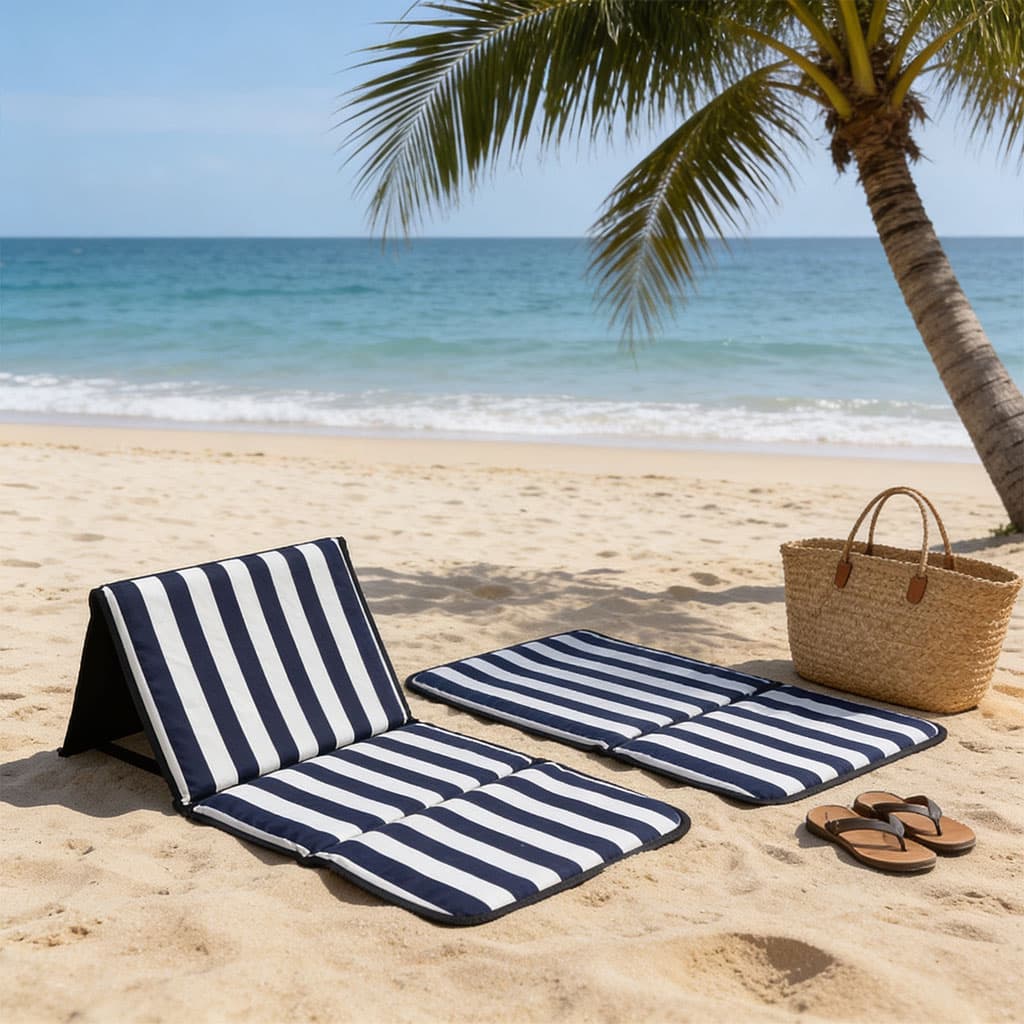 Tapis de Plage Pliable avec Dossier Réglable - حصيرة وكرسي الشاطئ القابل للطي مزود بمسند ظهر - Camping et Randonnée - صورة 4