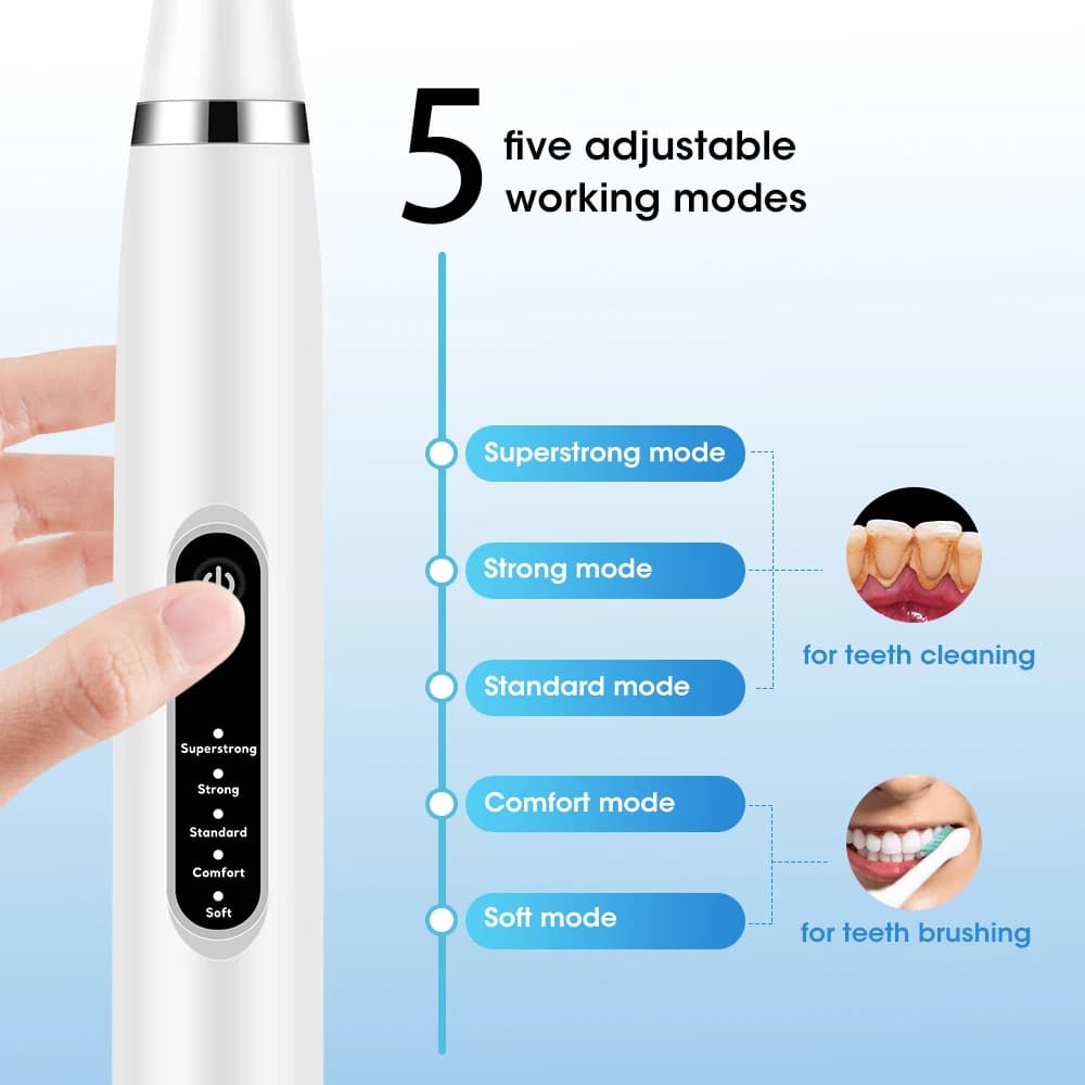 Détartreur dentaire et brosse à dents Électrique 5 Modes avec Miroir – قشارة الأسنان وفرشاة الأسنان الكهربائية 5 أوضاع مع مرآة — صورة 2