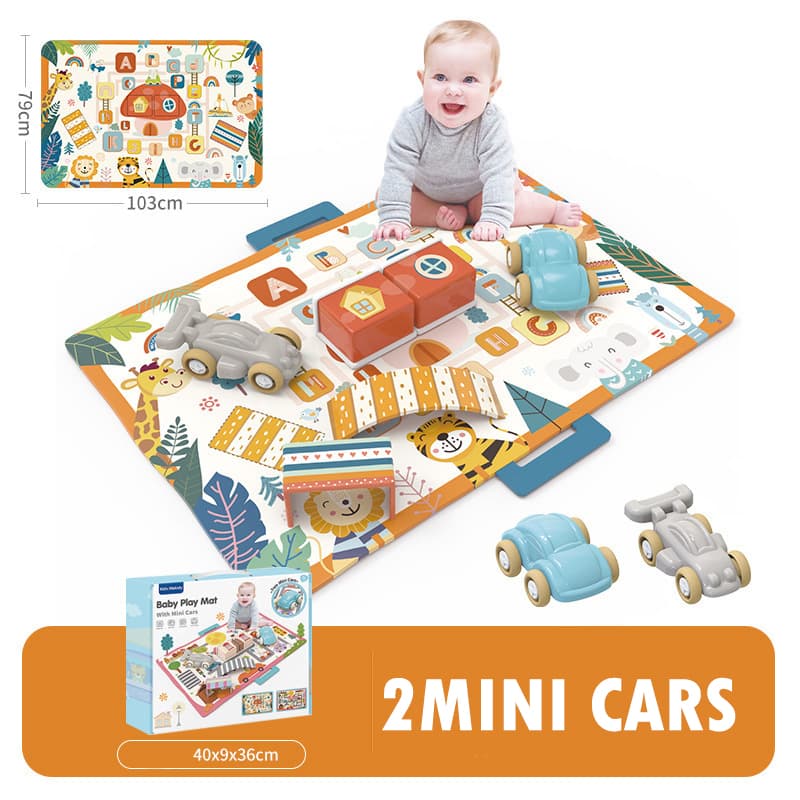 Tapis d’eveil circuit jungle avec 2 voiturettes 103 cm x 79 cm — صورة 1